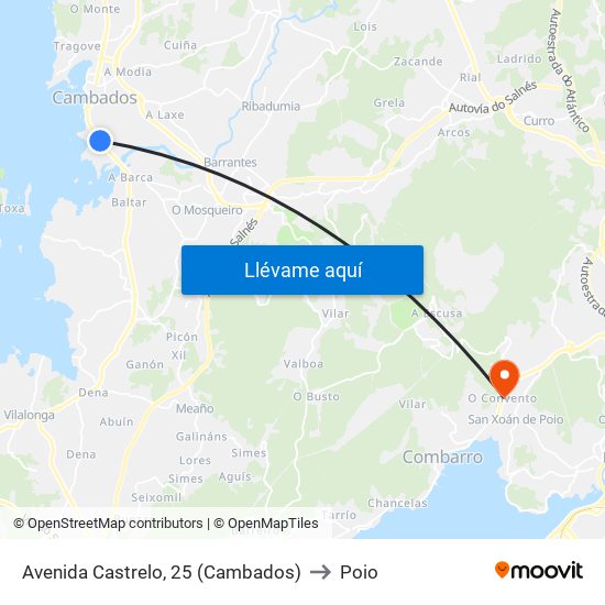 Avenida Castrelo, 25 (Cambados) to Poio map
