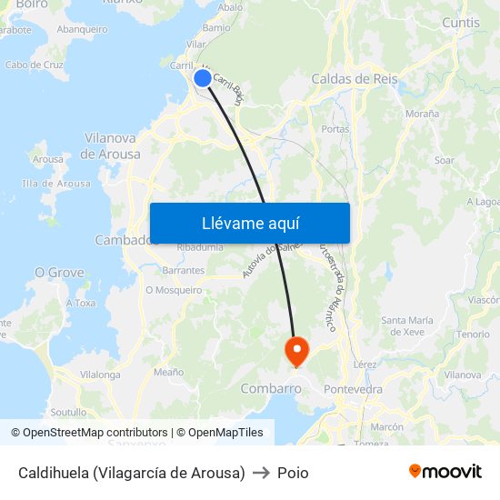 Caldihuela (Vilagarcía de Arousa) to Poio map