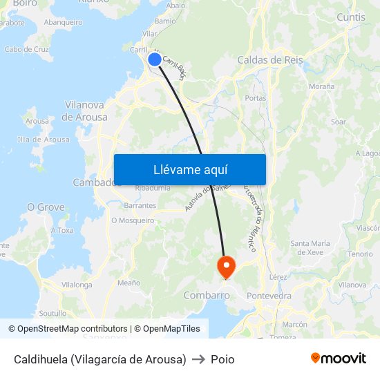 Caldihuela (Vilagarcía de Arousa) to Poio map