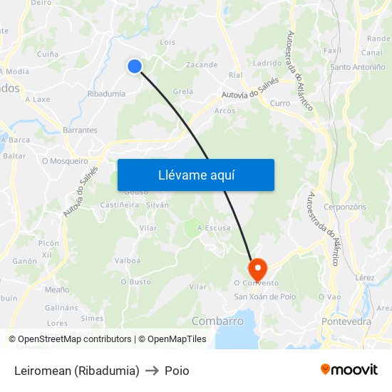 Leiromean (Ribadumia) to Poio map