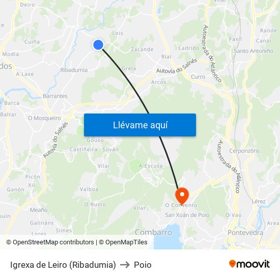 Igrexa de Leiro (Ribadumia) to Poio map