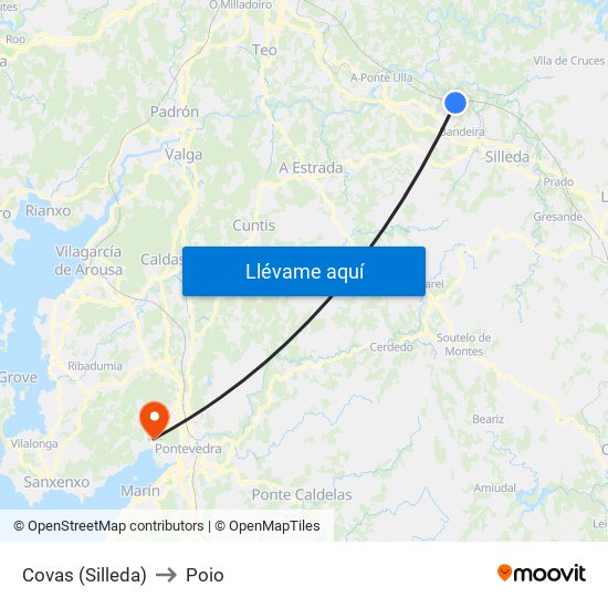 Covas (Silleda) to Poio map