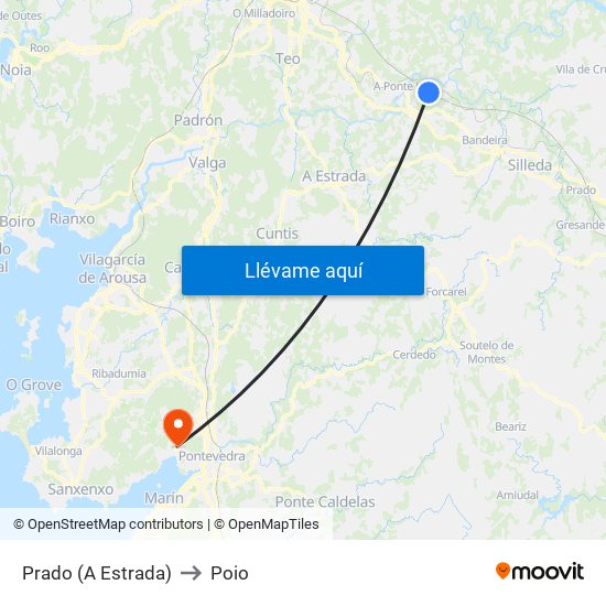 Prado (A Estrada) to Poio map
