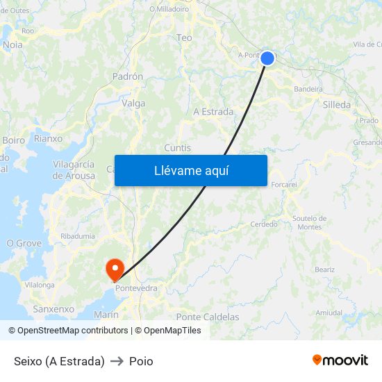 Seixo (A Estrada) to Poio map