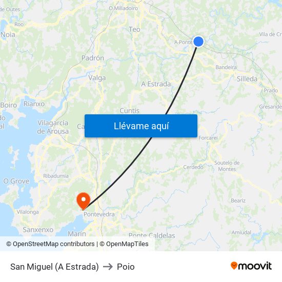 San Miguel (A Estrada) to Poio map