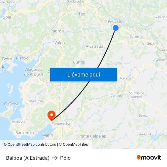 Balboa (A Estrada) to Poio map