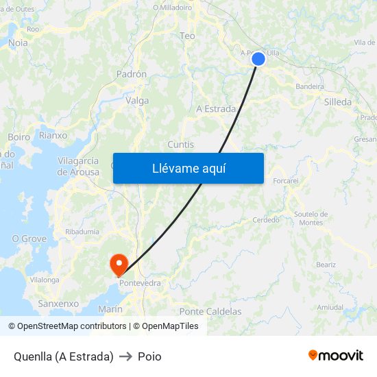 Quenlla (A Estrada) to Poio map