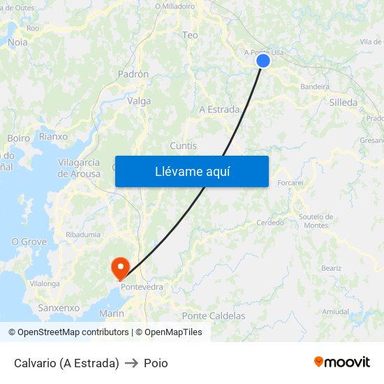 Calvario (A Estrada) to Poio map