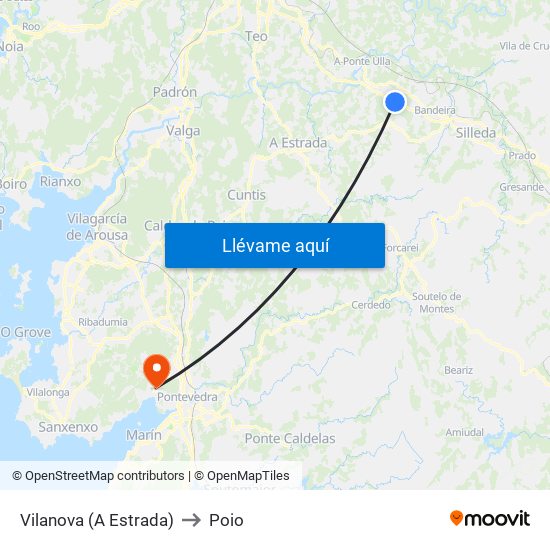 Vilanova (A Estrada) to Poio map