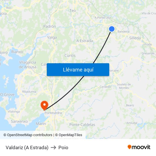 Valdariz (A Estrada) to Poio map