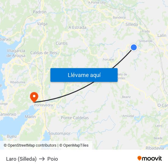 Laro (Silleda) to Poio map