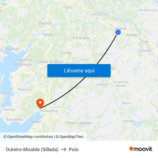 Outeiro-Moalde (Silleda) to Poio map