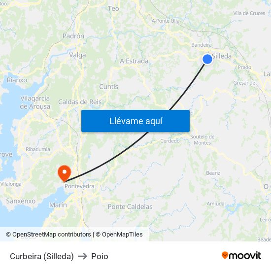 Curbeira (Silleda) to Poio map
