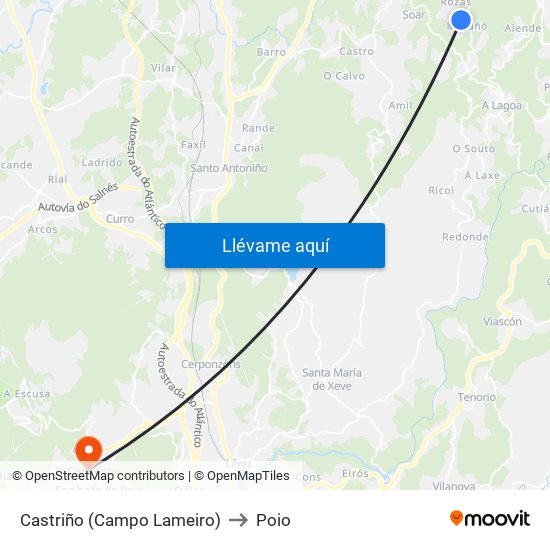 Castriño (Campo Lameiro) to Poio map