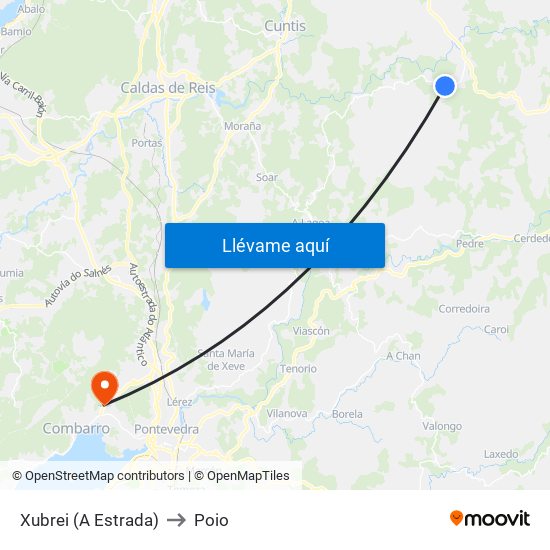 Xubrei (A Estrada) to Poio map
