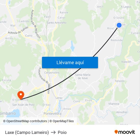 Laxe (Campo Lameiro) to Poio map