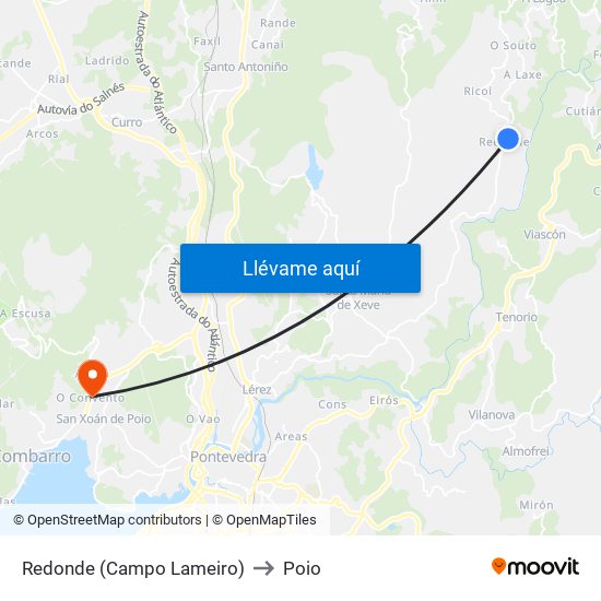 Redonde (Campo Lameiro) to Poio map