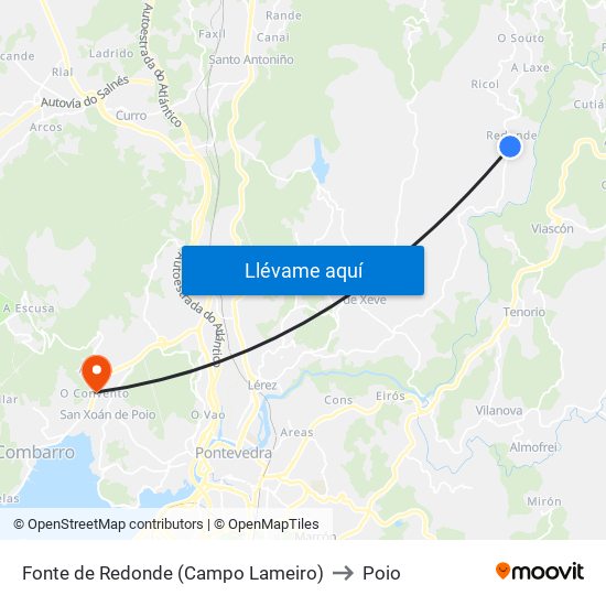 Fonte de Redonde (Campo Lameiro) to Poio map