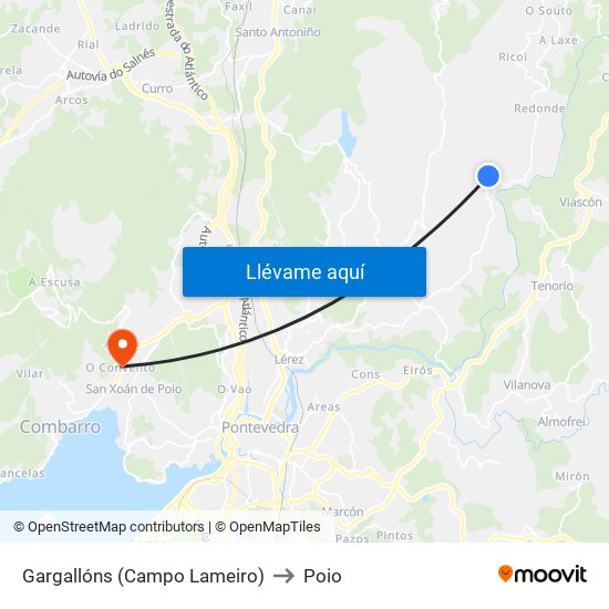 Gargallóns (Campo Lameiro) to Poio map