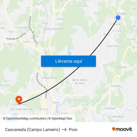Cascaneda (Campo Lameiro) to Poio map