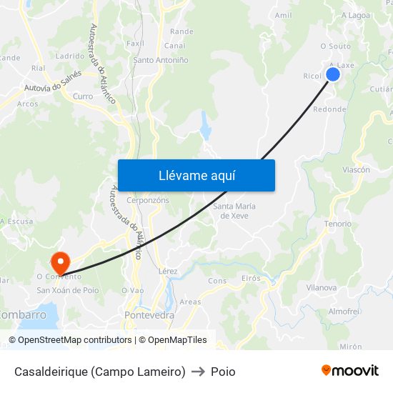 Casaldeirique (Campo Lameiro) to Poio map