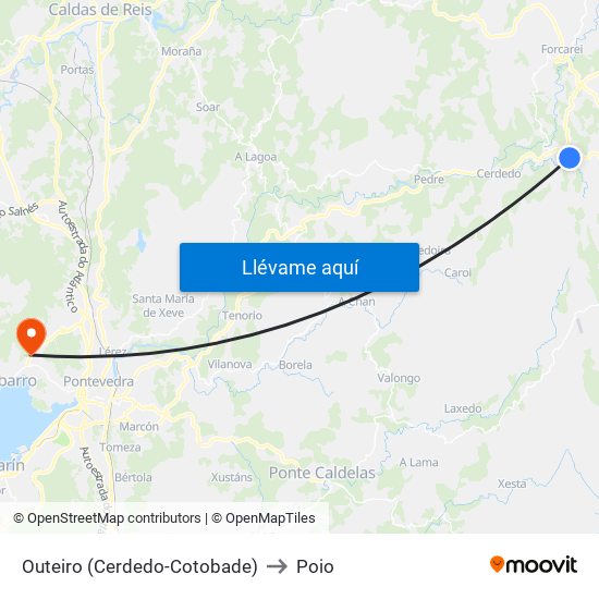 Outeiro (Cerdedo-Cotobade) to Poio map