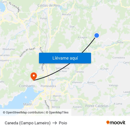 Caneda (Campo Lameiro) to Poio map