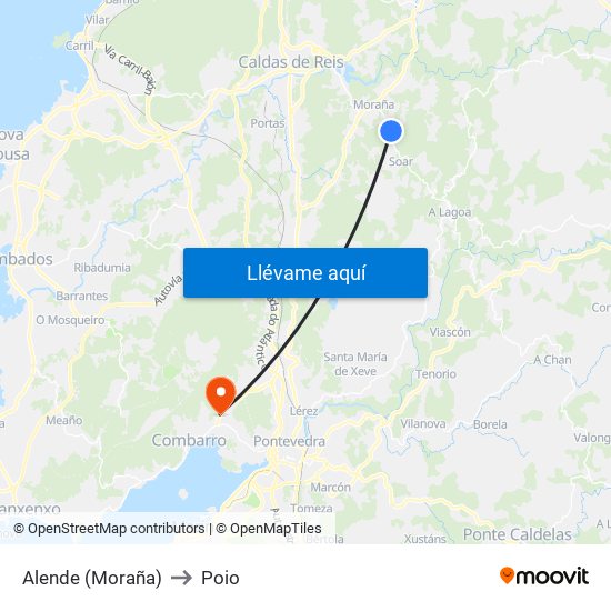 Alende (Moraña) to Poio map