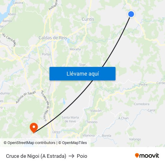Cruce de Nigoi (A Estrada) to Poio map