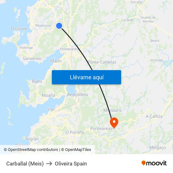 Carballal (Meis) to Oliveira Spain map