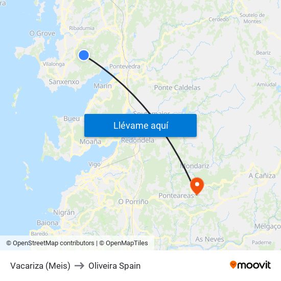 Vacariza (Meis) to Oliveira Spain map