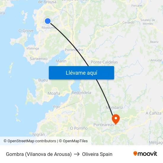 Gombra (Vilanova de Arousa) to Oliveira Spain map