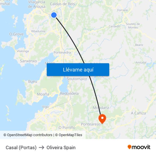 Casal (Portas) to Oliveira Spain map