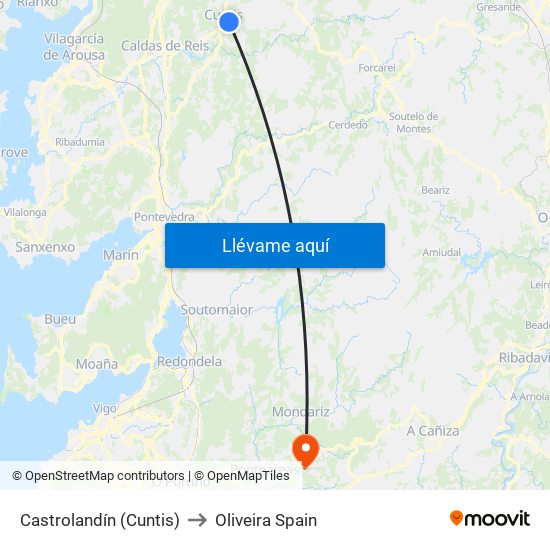 Castrolandín (Cuntis) to Oliveira Spain map