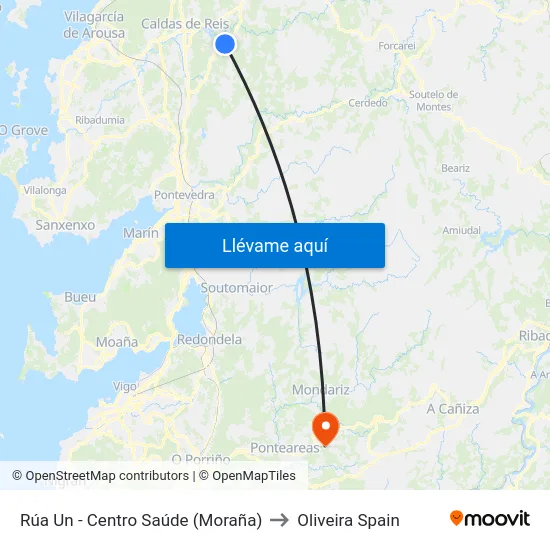 Rúa Un - Centro Saúde (Moraña) to Oliveira Spain map