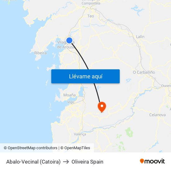 Abalo-Vecinal (Catoira) to Oliveira Spain map