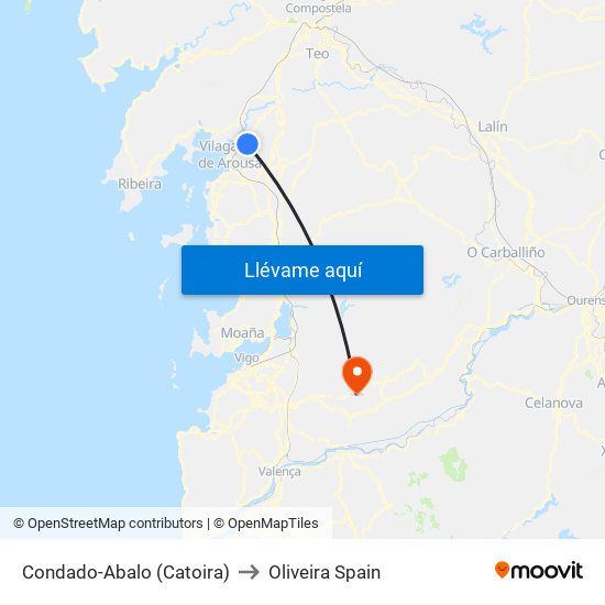 Condado-Abalo (Catoira) to Oliveira Spain map