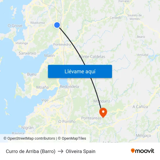 Curro de Arriba (Barro) to Oliveira Spain map