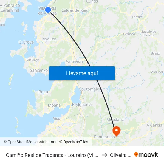 Camiño Real de Trabanca - Loureiro (Vilagarcía de Arousa) to Oliveira Spain map