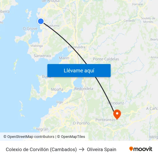 Colexio de Corvillón (Cambados) to Oliveira Spain map