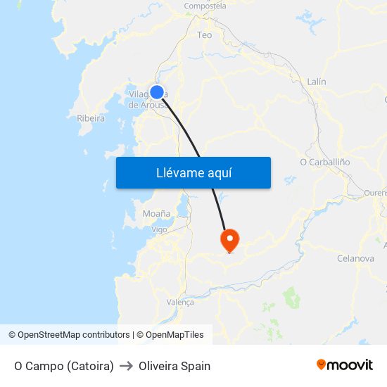 O Campo (Catoira) to Oliveira Spain map