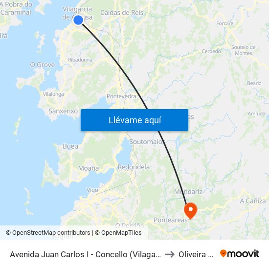 Avenida Juan Carlos I - Concello (Vilagarcía de Arousa) to Oliveira Spain map