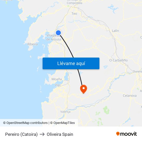 Pereiro (Catoira) to Oliveira Spain map