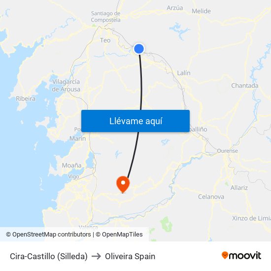 Cira-Castillo (Silleda) to Oliveira Spain map