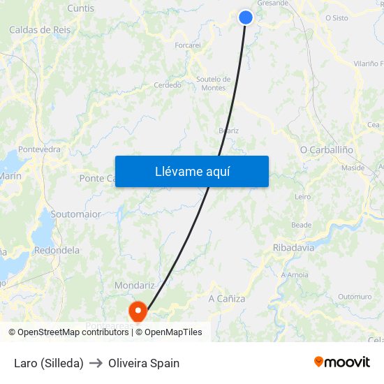 Laro (Silleda) to Oliveira Spain map