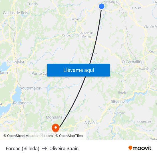 Forcas (Silleda) to Oliveira Spain map