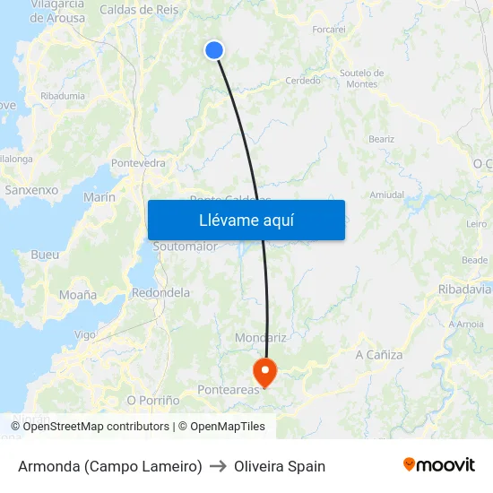 Armonda (Campo Lameiro) to Oliveira Spain map