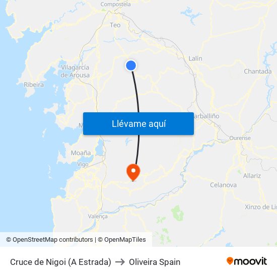 Cruce de Nigoi (A Estrada) to Oliveira Spain map