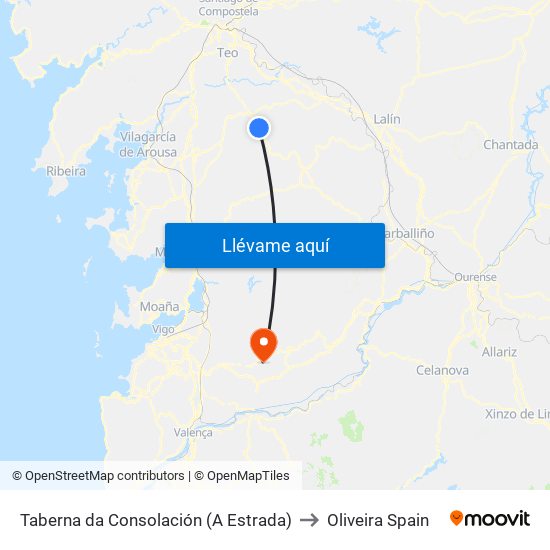 Taberna da Consolación (A Estrada) to Oliveira Spain map