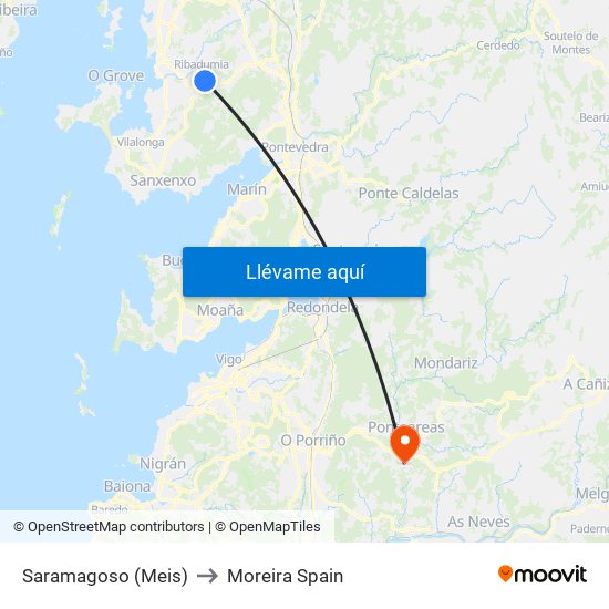 Saramagoso (Meis) to Moreira Spain map